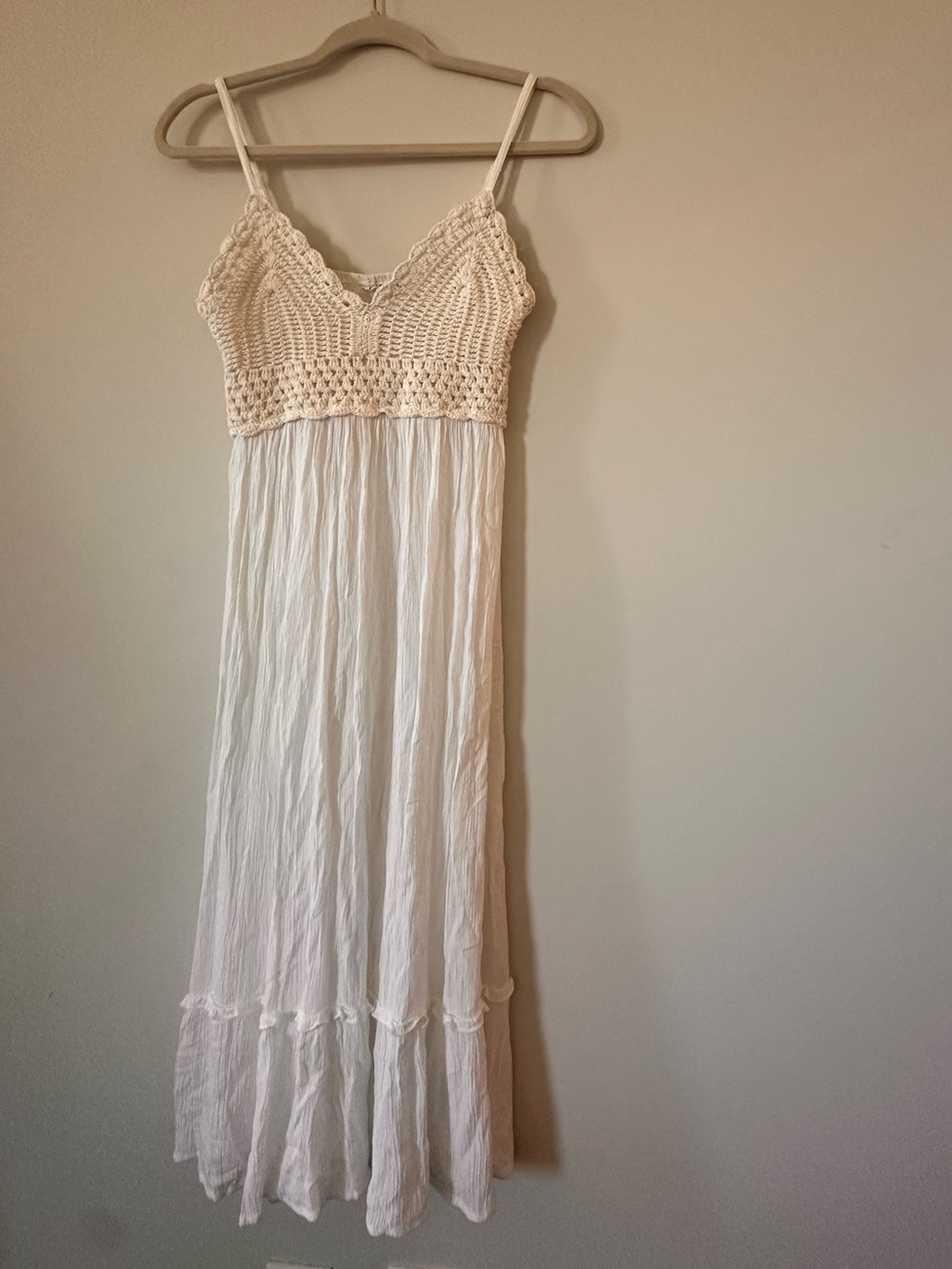 Blush Cream Crochet Bodice Maxi Dress